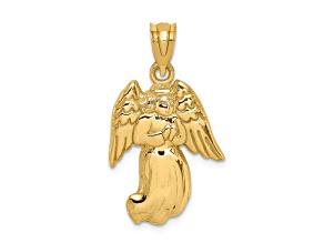 14k Yellow Gold Polished Angel Pendant