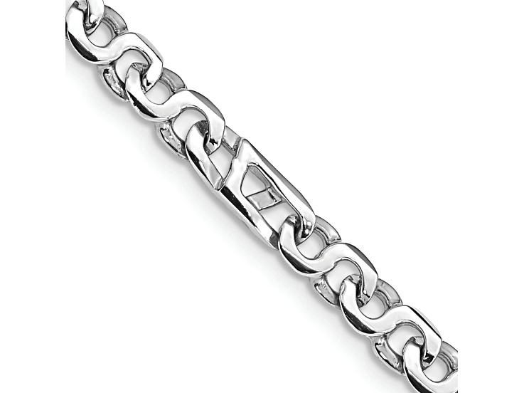 Rhodium Over 14k White Gold 4.3mm Hand Polished White Gold Fancy Link Bracelet