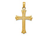 14K Yellow Gold Fleur De Lis Cross Pendant