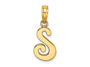 10K Yellow Gold Polished S Script Initial Charm