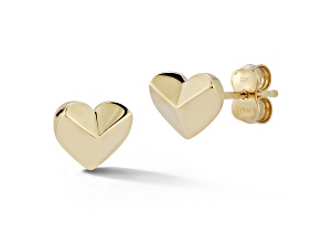 Bellissima Gold 14K Yellow Gold Dainty Geometric Heart Stud Earrings