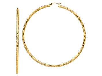 Picture of 14K Yellow Gold 3 5/8" Diamond-Cut Hoop Earrings