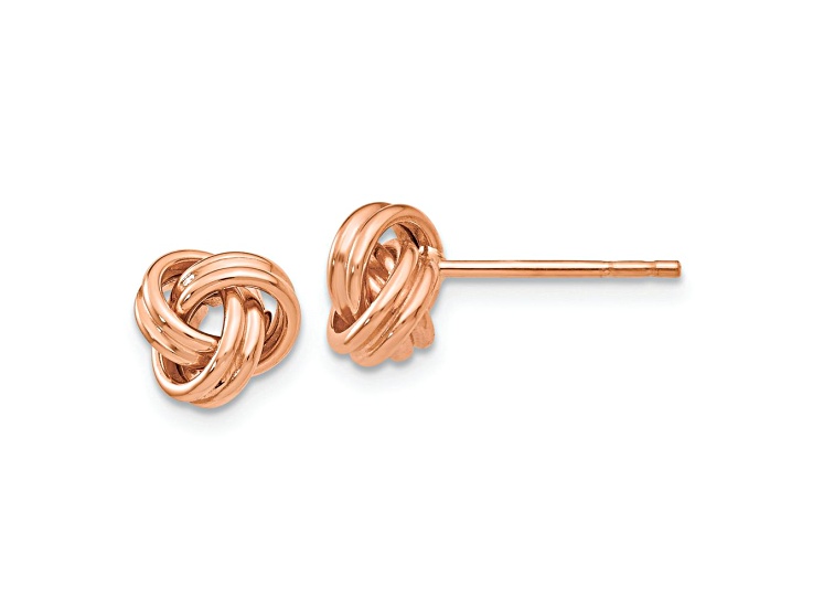 14k Rose Gold Polished 7mm Love Knot Stud Earrings