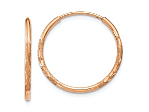 14k Rose Gold 11/16" Diamond-Cut and Brushed Endless Hoop Earrings