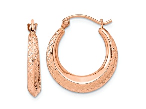 14k Rose Gold Diamond-Cut Textured 3/4" Hoop Earrings