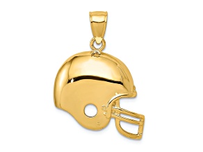 14k Yellow Gold Textured Football Helmet Pendant