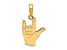 14k Yellow Gold I Love You Hand Sign Language Pendant