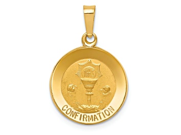 Picture of 14k Yellow Gold Polished and Satin Confirmation Medal Pendant