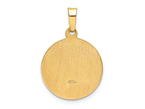 14k Yellow Gold Polished and Satin Confirmation Medal Pendant