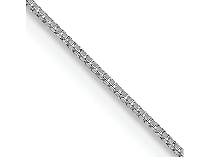 Rhodium Over 14k White Gold 0.5mm Solid Box 14 Inch Chain