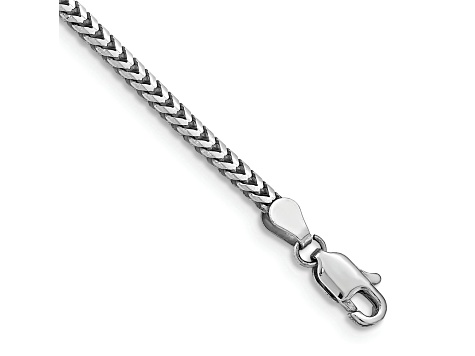 Rhodium Over 14k White Gold 2.5mm Franco Link Chain Bracelet