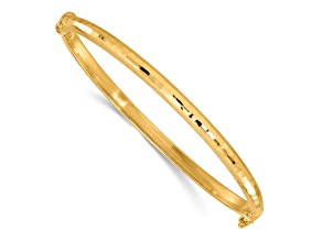 14K Yellow Gold Diamond-cut and Laser-cut Fancy Hinged Bangle Bracelet