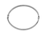 Rhodium Over 14K White Gold Diamond-cut and Laser-cut Fancy Hinged Bangle Bracelet