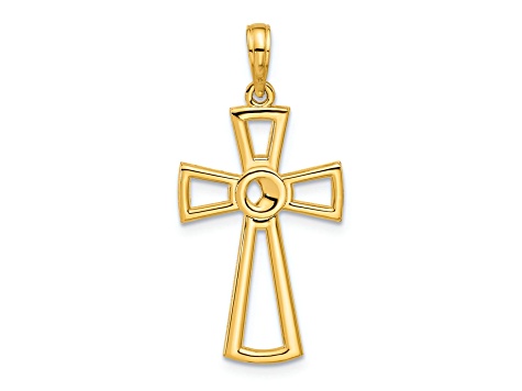 14k Yellow Gold Polished Fancy Cross Pendant