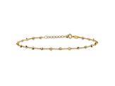 14K Yellow Gold Polished and Diamond-cut Beads 9-inch Plus 1-inch Extension Anklet