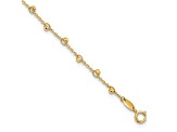 14K Yellow Gold Polished and Diamond-cut Beads 9-inch Plus 1-inch Extension Anklet