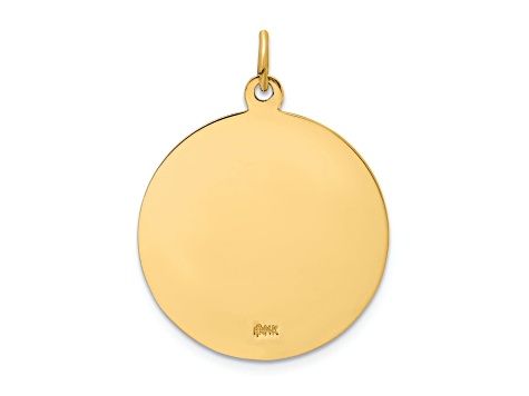 14k Yellow Gold Polished and Satin Round Saint Florian Medal Pendant