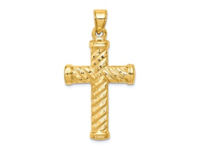 14K Yellow Gold Reversible Diamond-cut Cross Pendant
