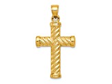 14K Yellow Gold Reversible Diamond-cut Cross Pendant