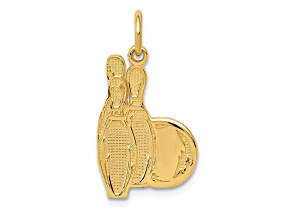 14k Yellow Gold Textured Bowling Pins Charm