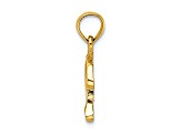 14k Yellow Gold Textured Jumping Mini Dolphin Charm