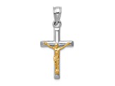 14K Yellow and White Gold Hollow Crucifix Charm