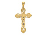 14k Yellow Gold and 14k White Gold Textured Crucifix Charm