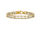 14K Yellow and White Gold 7.5mm Hand-polished Fancy Link Bracelet