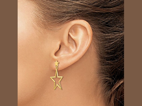 14k Yellow Gold Star Dangle Earrings