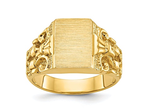 14K Yellow Gold 13x9mm Men's Signet Ring