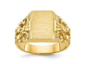 14K Yellow Gold 13x9mm Men's Signet Ring