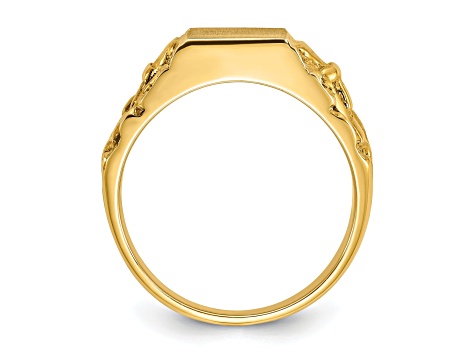 14K Yellow Gold 13x9mm Men's Signet Ring - 15J4TA | JTV