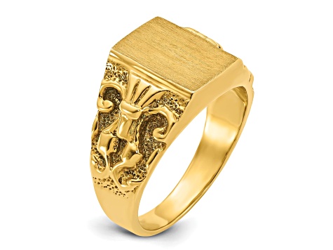 14K Yellow Gold 13x9mm Men's Signet Ring - 15J4TA | JTV