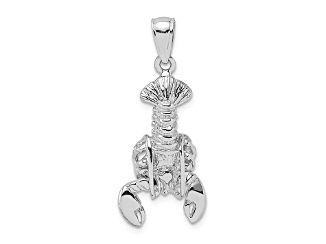Rhodium Over 14k White Gold Textured Moveable Lobster Charm