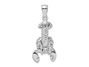 Rhodium Over 14k White Gold Textured Moveable Lobster Charm