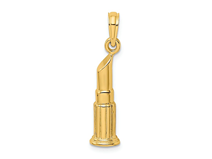 14k Yellow Gold Polished Lipstick Tube Charm