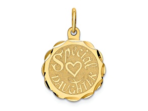14k Yellow Gold Diamond-Cut and Satin Special Daughter Disc Charm