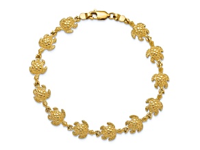 14k Yellow Gold Textured Turtle Link Bracelet
