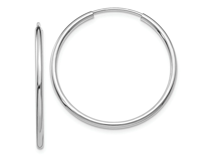 Rhodium Over 14k White Gold Polished 1" Endless Hoop Earrings