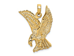 14k Yellow Gold Textured Eagle Landing with Wings Up Charm