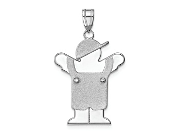 Picture of Rhodium Over 14k White Gold Satin Medium Boy Charm