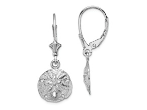 Rhodium Over 14k White Gold Polished and Textured Sand Dollar Earrings