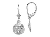 Rhodium Over 14k White Gold Polished and Textured Sand Dollar Earrings