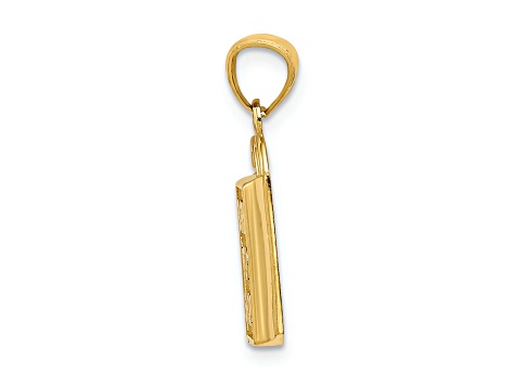 14k Yellow Gold Textured Shopping Bag with Born To Shop Pendant