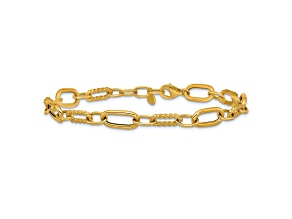 14K Yellow Gold Polished and Twisted Fancy Link with 0.5-inch Extension Bracelet