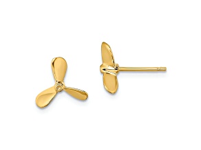 14k Yellow Gold 10.5mm 2D Propeller Stud Earrings