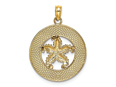 14k Yellow Gold Textured FT. Myers Beach Florida with Starfish Pendant