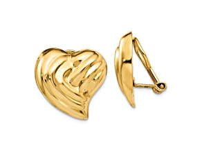 14k Yellow Gold Non-pierced Heart Stud Earrings