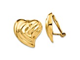 14k Yellow Gold Non-pierced Heart Stud Earrings