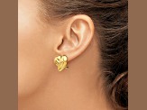 14k Yellow Gold Non-pierced Heart Stud Earrings